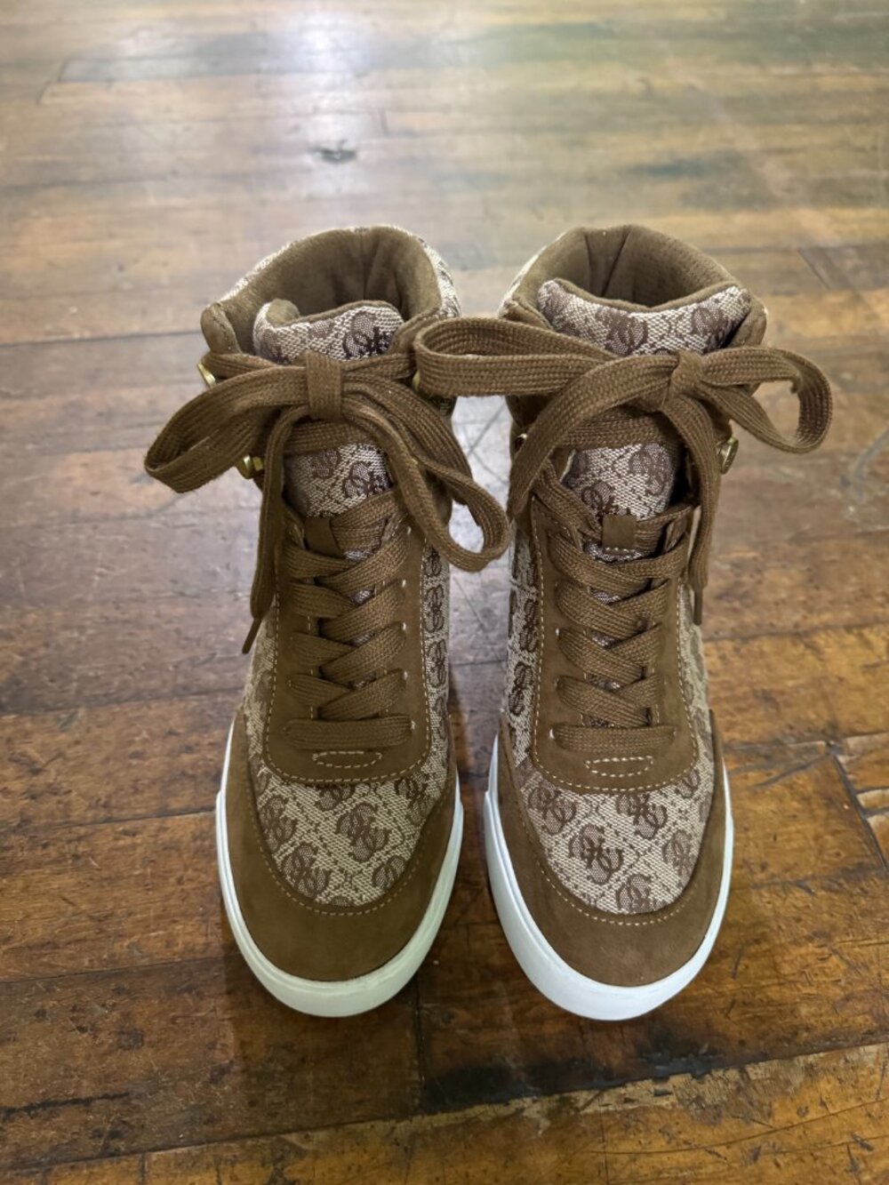 GUESS® Queenly Logo Hidden Wedge Lace up Sneaker